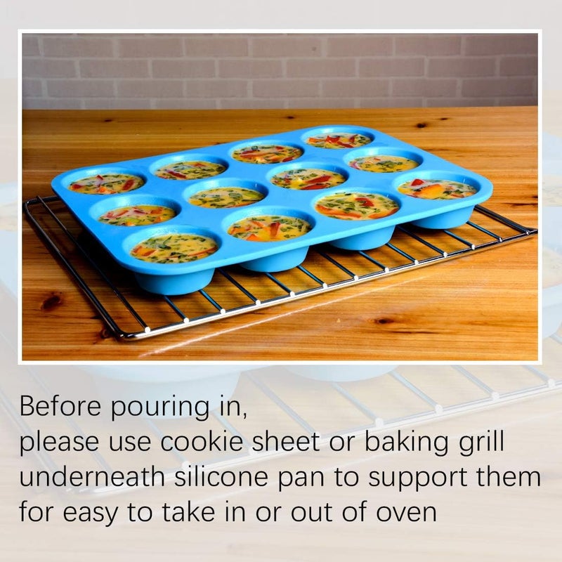 CAKETIME Silicone Muffin Pan - Cupcake Pan, Mini Loaf Pan Silicone Baking Molds Food Grade 3-Pack - Image 3